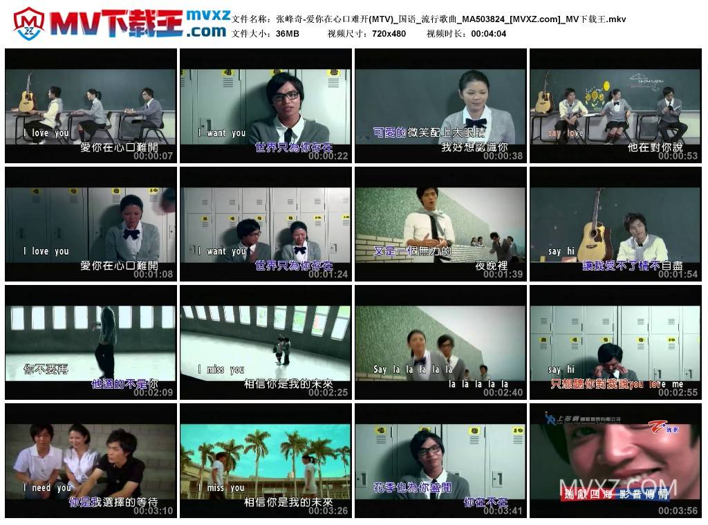 张峰奇-爱你在心口难开(MTV)_国语_流行歌曲_MA503824